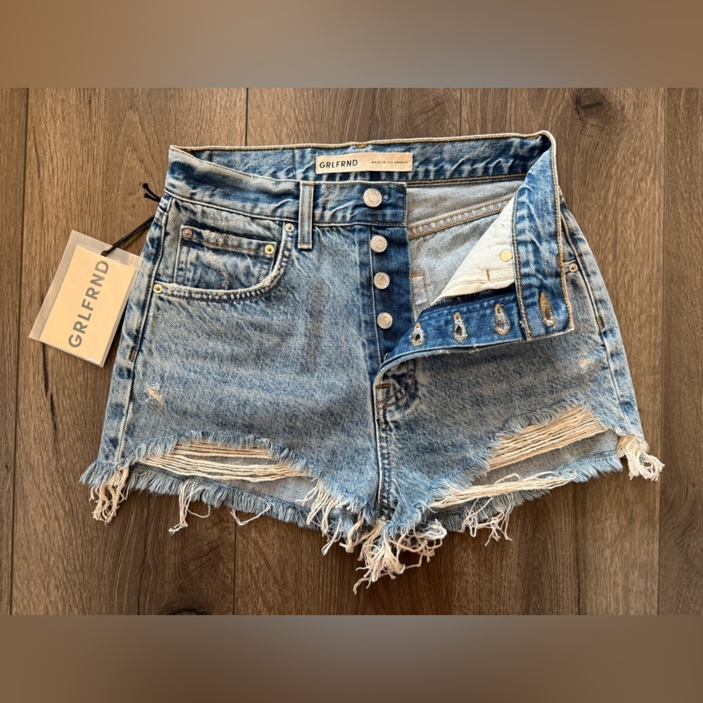 GRLFRND The Jules Super High Rise Vintage Cut Off Shorts Size 25 - Picture 7 of 12